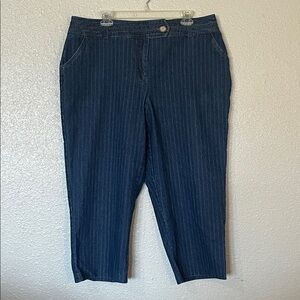 Bamboo Traders Denim Pinstripe Cropped Jeans Size 18W